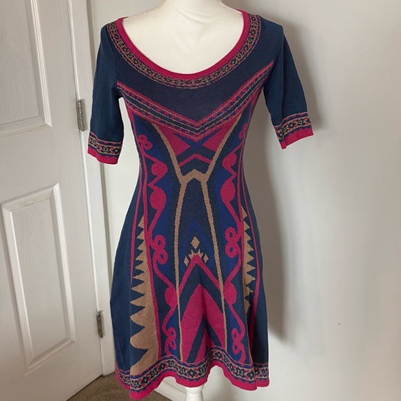 Anthropologie Dresses & Skirts - Flying Tomato Aztec Print Scoop Neck Sweater Dress size S